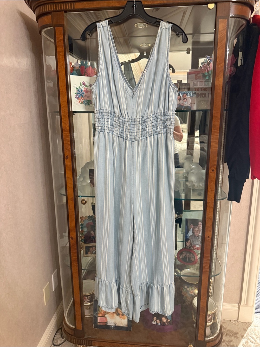 BB Dakota Light Blue & White Striped Sleeveless Jumpsuit
